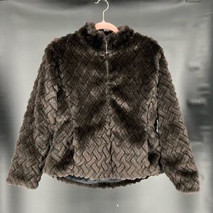 BLACK DIAMOND CHOCOLATE FAUX FUR JACKET‎